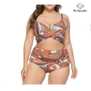 Sea Grove Plus Size High Waist Bandage Bikini Swimsuit Size 5XL